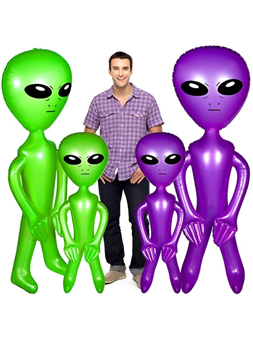 Zhanmai 4 Pcs 63/35 Inch Halloween Giant Alien Inflatable Jumbo Blow up Green